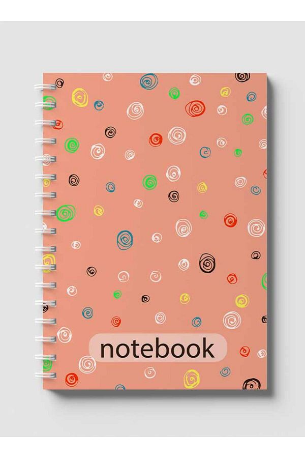 LOWHA-Spiral Notebook with Front and Back Hard Covers Featuring Circular Design 1