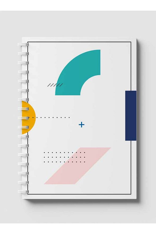 LOWHA-Spiral Notebook with Front and Back Hard Covers Featuring Geometric Design 1