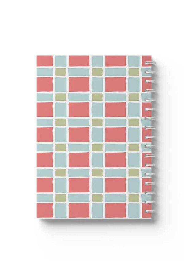 LOWHA-Spiral Notebook with Front and Back Hard Covers Featuring Squares Design 1