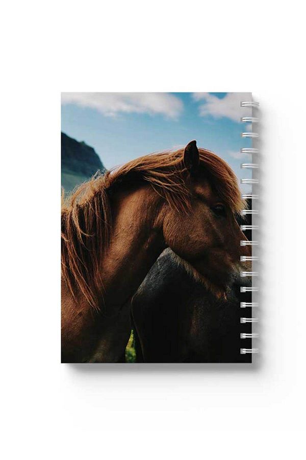 LOWHA-Spiral Notebook with Front and Back Hard Covers Featuring Horse Design 1