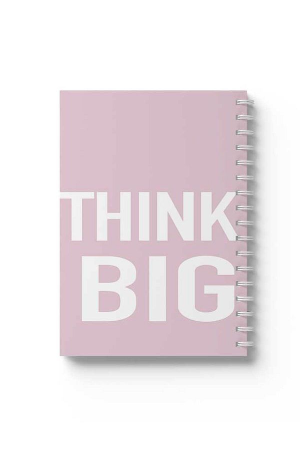 LOWHA-Spiral Notebook with Front and Back Hard Covers Featuring Think Big Design 1