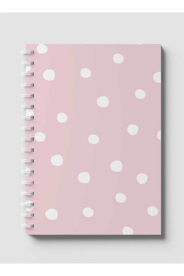 LOWHA-Spiral Notebook with Front and Back Hard Covers Featuring White Dots Design 1