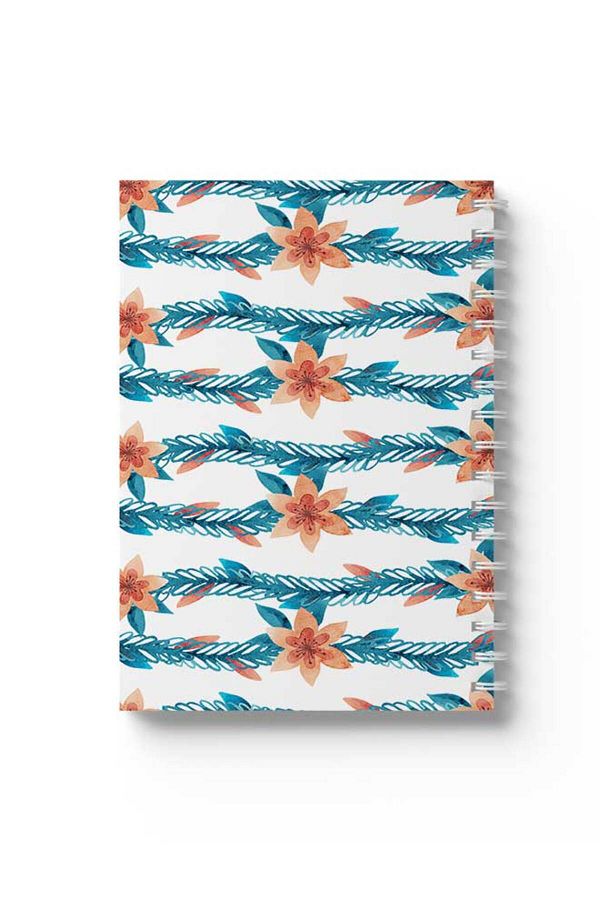 LOWHA-Spiral Notebook with Front and Back Hard Covers Featuring Floral Pattern Design 1