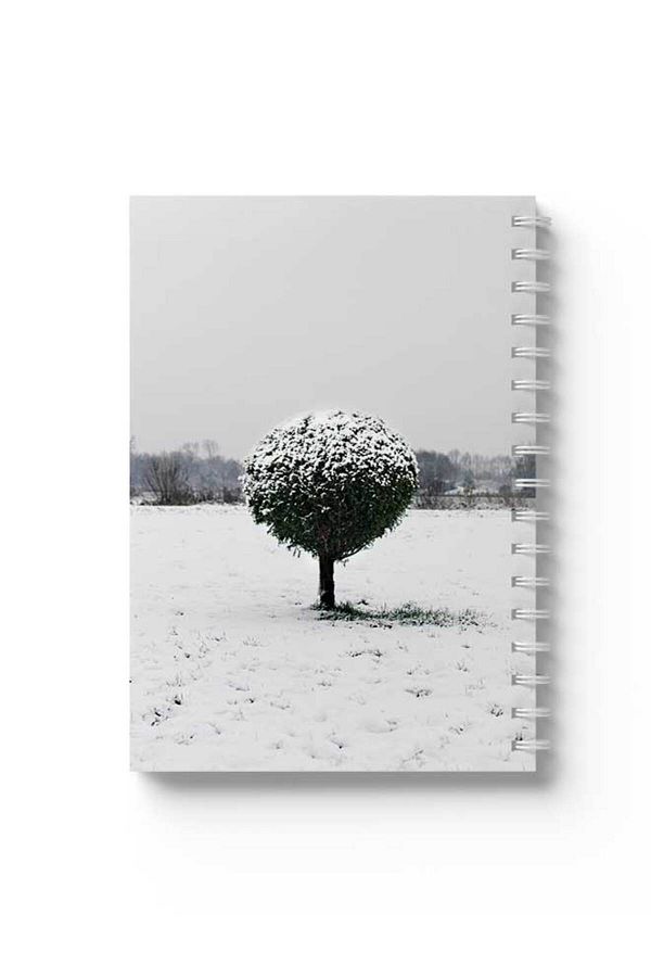 LOWHA-Spiral Notebook with Front and Back Hard Covers Featuring Tree in the Snow Design 1
