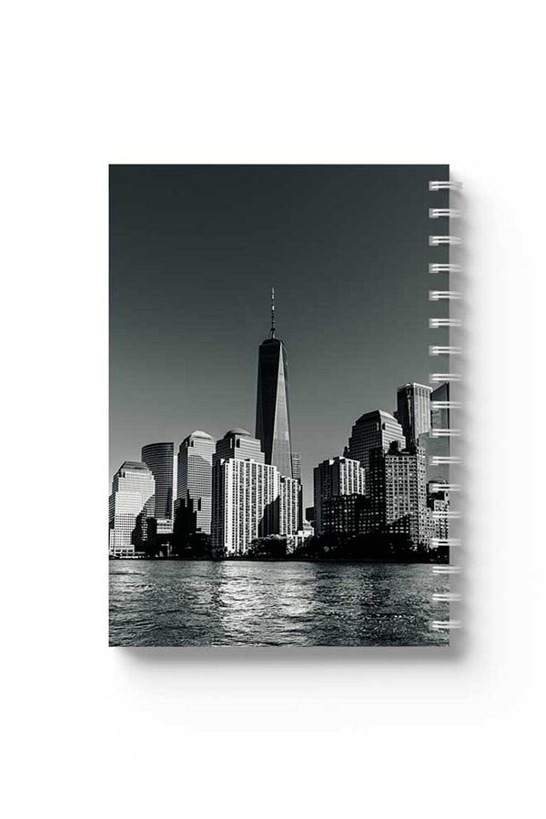 LOWHA-Spiral Notebook with Front and Back Hard Covers Featuring City View Design 1
