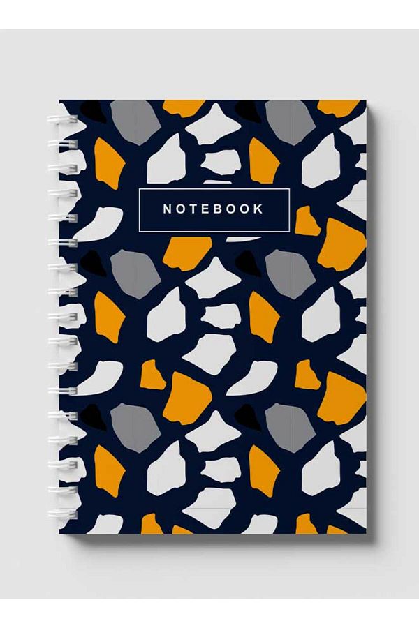 LOWHA-Spiral Notebook with Front and Back Hard Covers Featuring Terrazzo Style Design 1