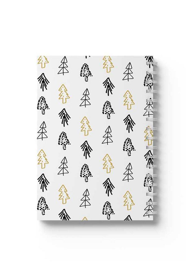 LOWHA-Spiral Notebook with Front and Back Hard Covers Featuring Pine Trees Design 1