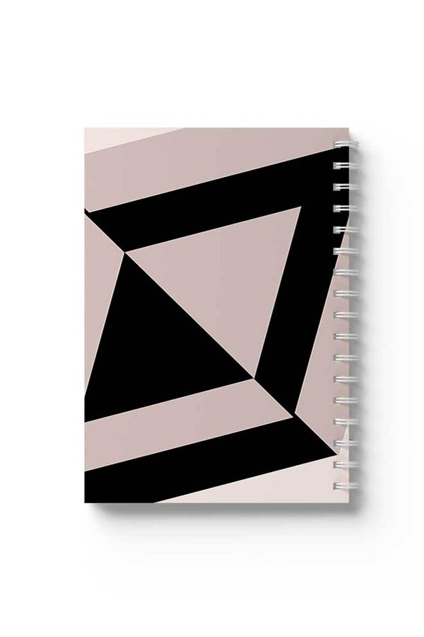LOWHA-Spiral Notebook with Front and Back Hard Covers Featuring Black Triangle Design 1