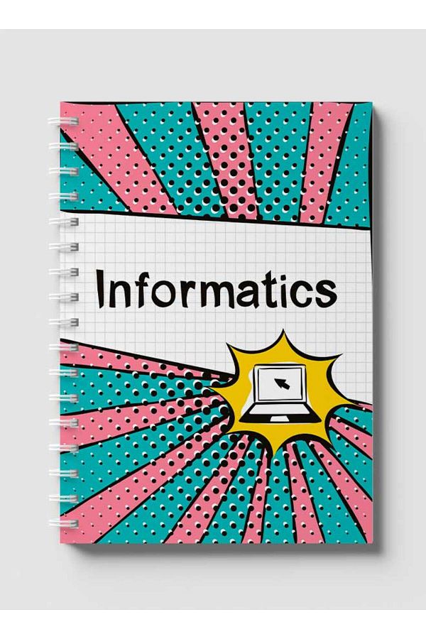 LOWHA-Spiral Notebook with Front and Back Hard Covers Featuring Informatics Design 1