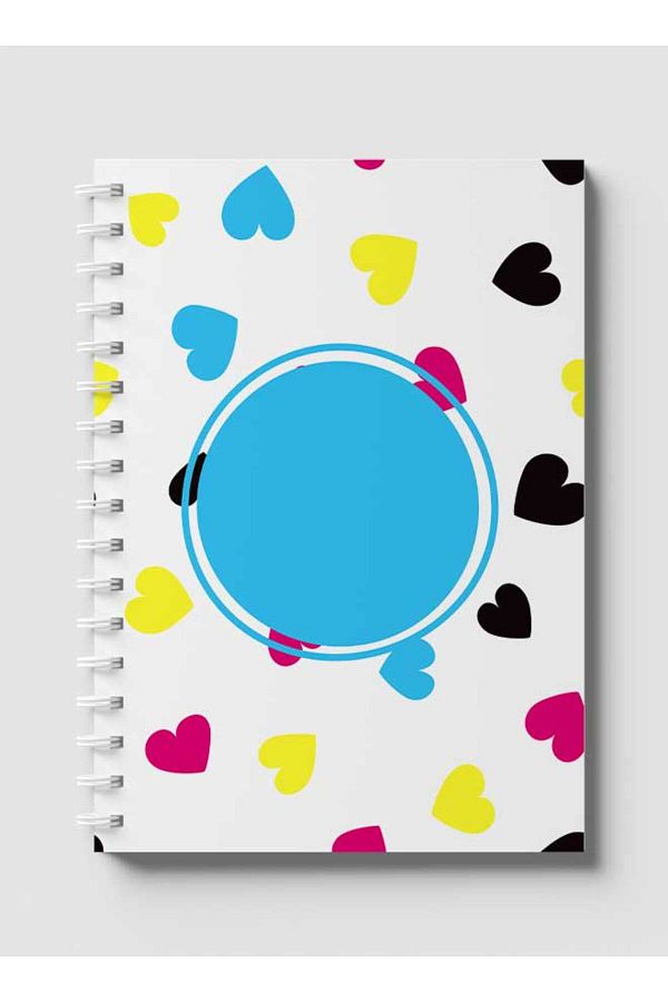 LOWHA-Spiral Notebook with Front and Back Hard Covers Featuring Colored Hearts Design 1