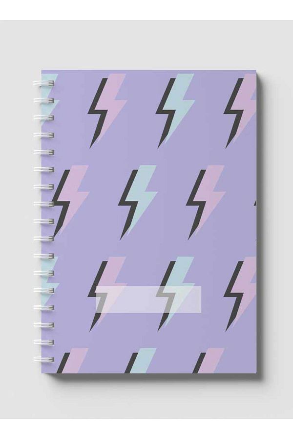 LOWHA-Spiral Notebook with Front and Back Hard Covers Featuring Aesthetic Thunder Colored Design 1