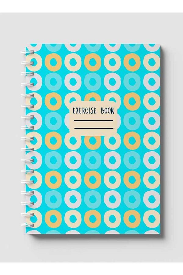 LOWHA-Spiral Notebook with Front and Back Hard Covers Featuring Seamlesss Circles Design 1