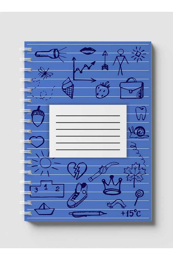 LOWHA-Spiral Notebook with Front and Back Hard Covers Featuring Back to School Lines Design 1