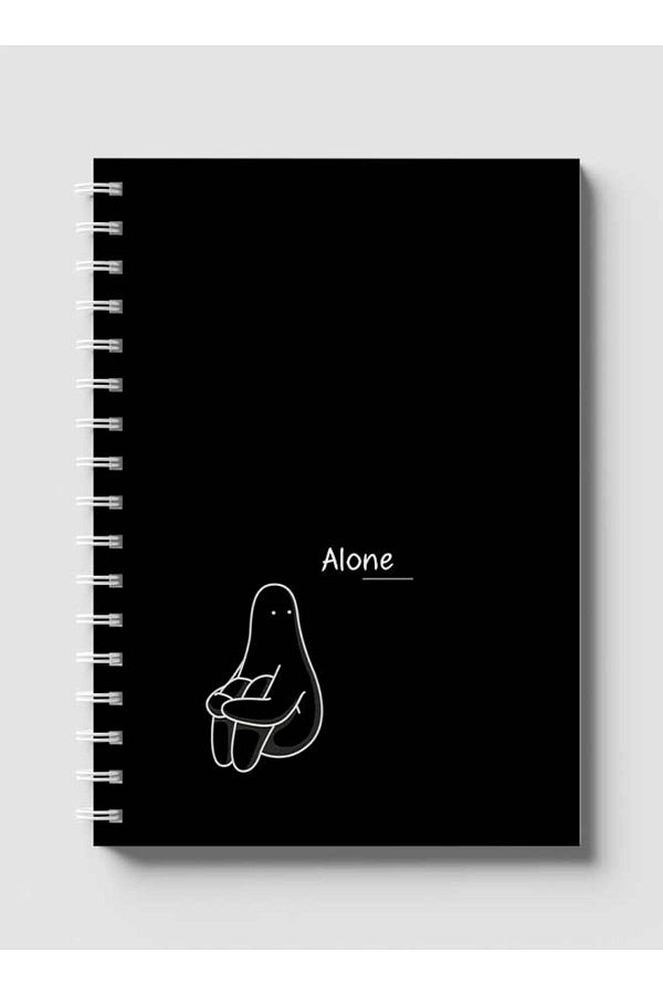 LOWHA-Spiral Notebook with Front and Back Hard Covers Featuring Alone Design 1