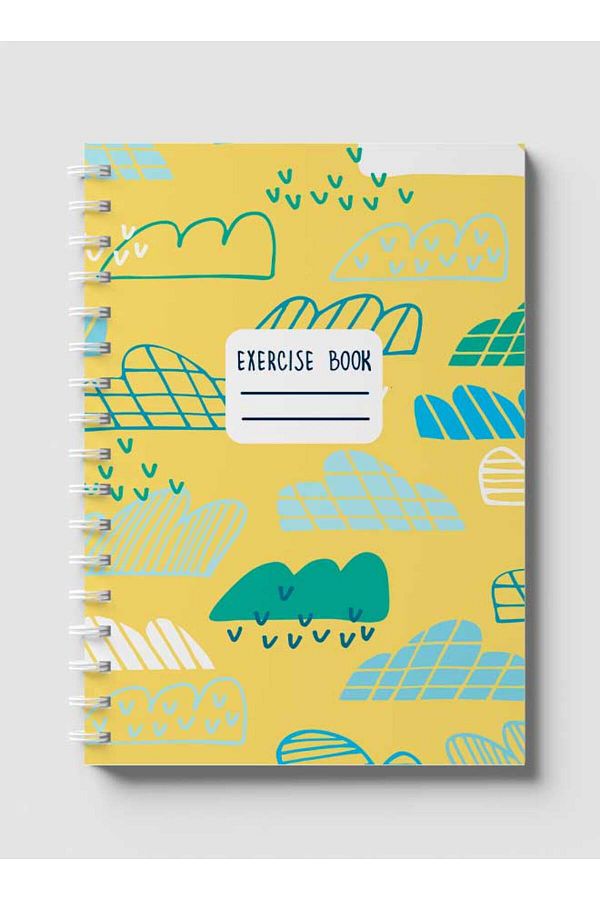 LOWHA-Spiral Notebook with Front and Back Hard Covers Featuring Geometric Drawing Clouds Design 1