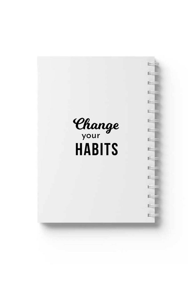 LOWHA-Spiral Notebook with Front and Back Hard Covers Featuring Change Your Habits Design 1