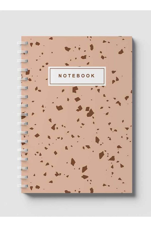 LOWHA-Spiral Notebook with Front and Back Hard Covers Featuring Terrazzo Style Design 1