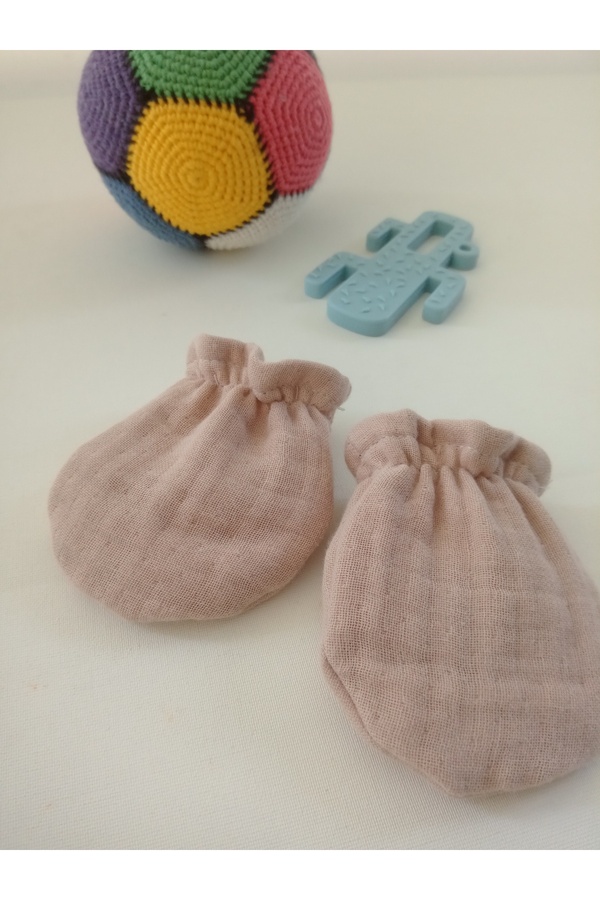 Wenaris Yenidoğan 2'lı Eldiven & Kız Erkek Bebek Eldiven %100 Pamuk Müslin Kumaş