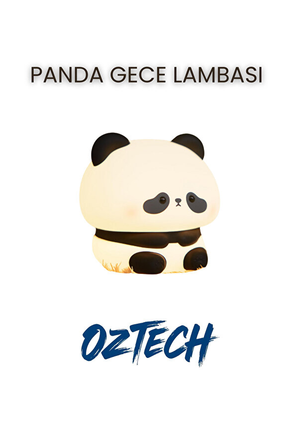 DTULTRA2 Şarjlı Dokunmatik Panda Gece Lambası Çocuk Bebek Oda Lambası Renk Değiştiren Silikon Panda