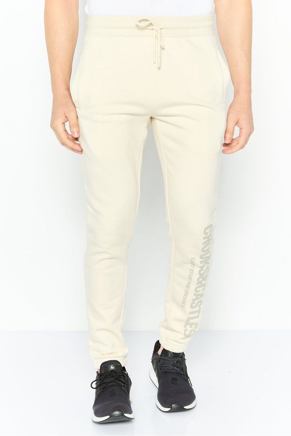 CROOKS CASTLES-Men Regular Fit Plain Jogger Pants, Off White 1