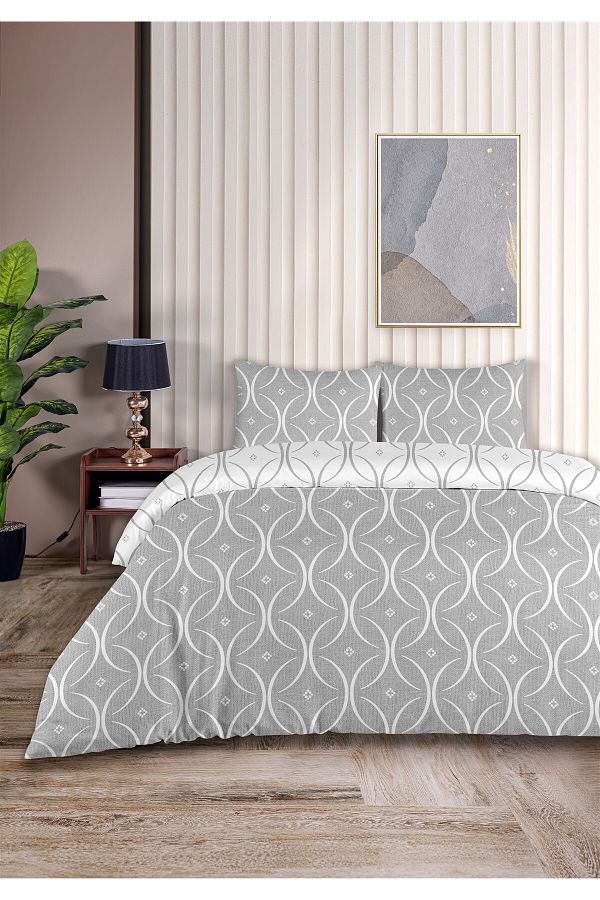 Evim-Focus 100% Cotton Akfil Cotton Double Duvet Cover Set 200X220Cm Gray White 1