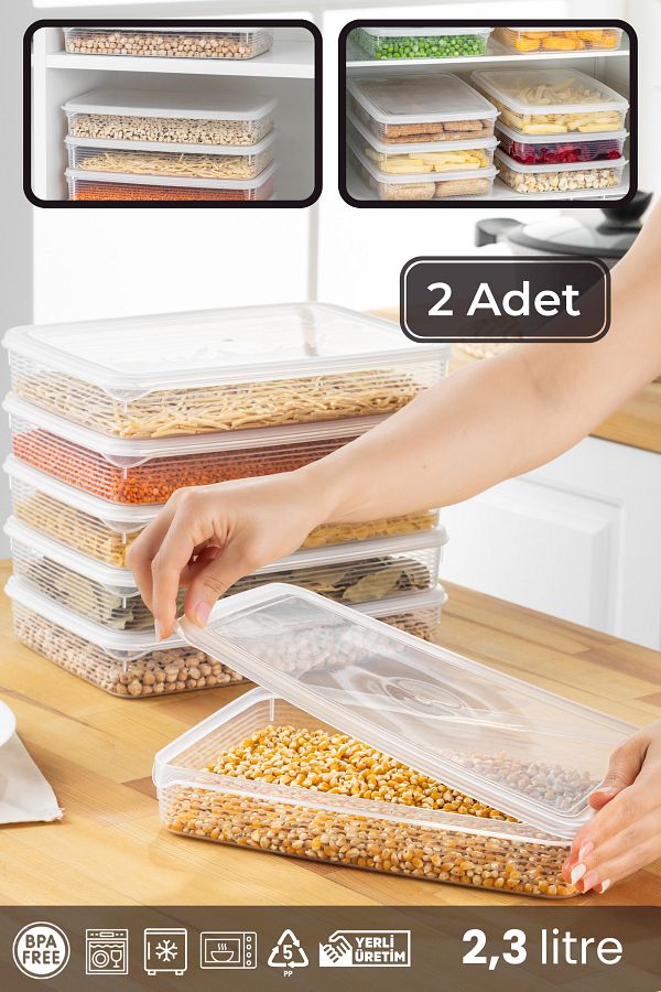 BRAMBLE LIFE-2.3 Lt Rectangular Food Pulses Storage Container Set 1