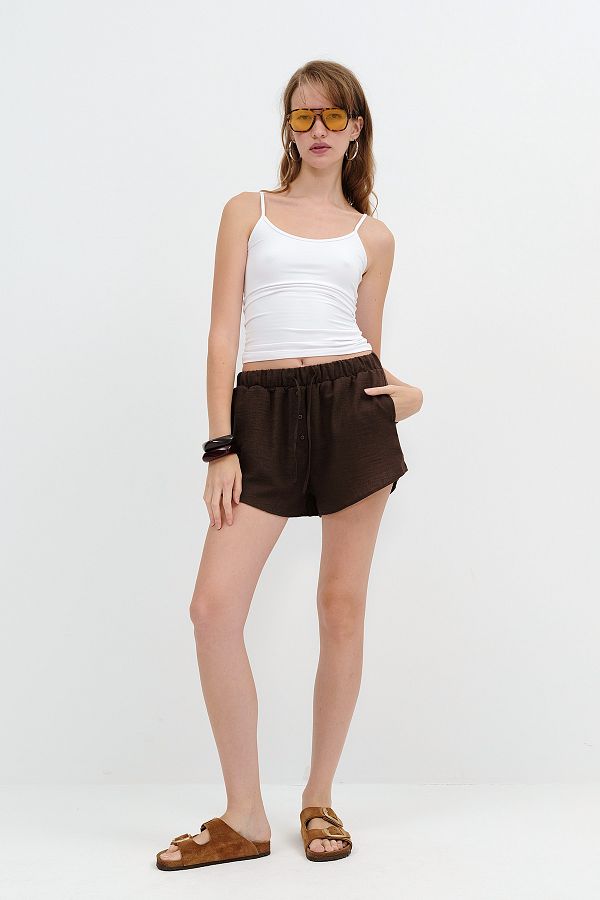 Addax-Button Detailed Shorts Ş18325 1
