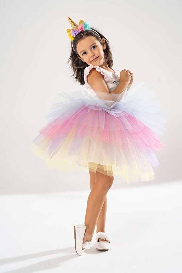 YAĞMUR KOStütüM Unicorn Model Kız Çocuk Bebek Abiye Elbise Kostüm