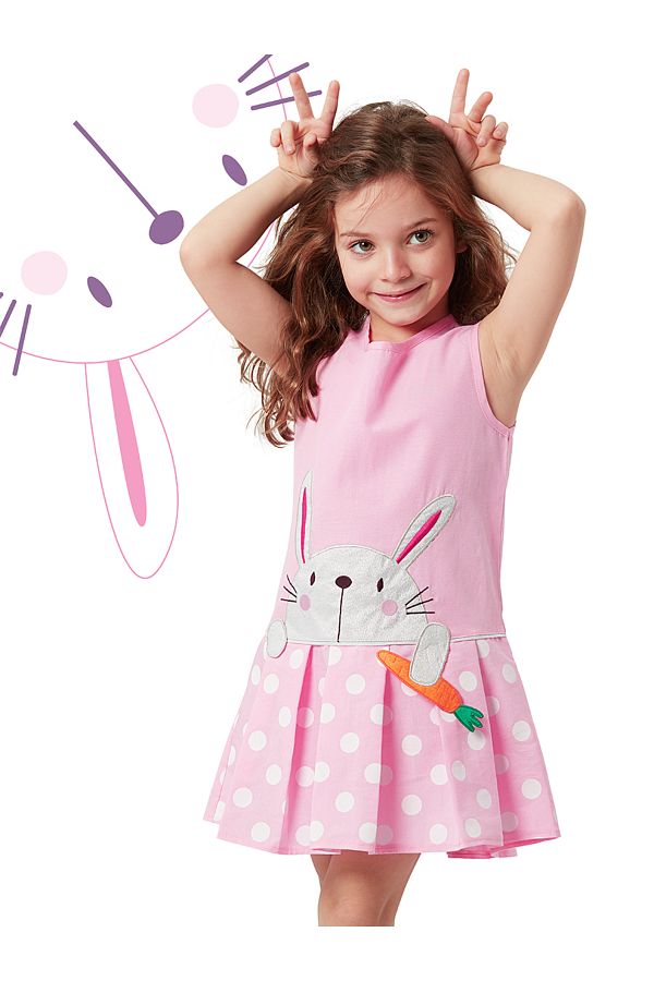 Denokids-Dívka - Růžové letní puntíkované šaty bez rukávů 1