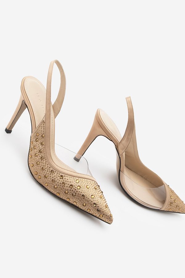 Marjin-Women's Stiletto Pointed Toe Stone Open Back Scarf Heeled Shoes Esolo Gold 1