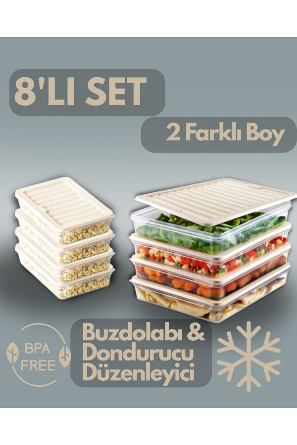 VİZYON-Horizontal Refrigerator Organizer with Lid - Storage Container, Microwave Freezer Container 1