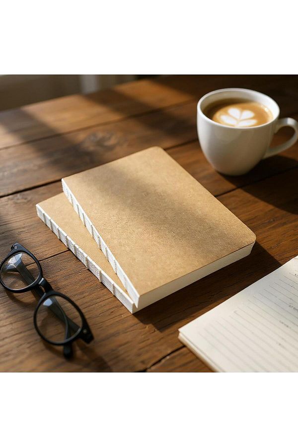 Fark Tanıtım-Special Design Kraft Cover A5 Enzo Checkered Notebook - 180 Degree Openable, 100% Handcrafted 1