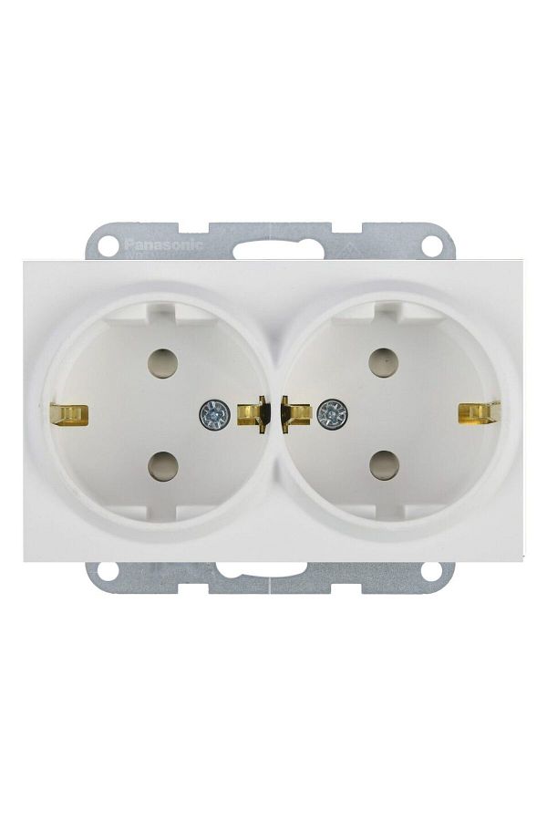 PANASONIC-Double Schuko Socket Mechanism Karre Plus 55 Soft Touch Seashell 1