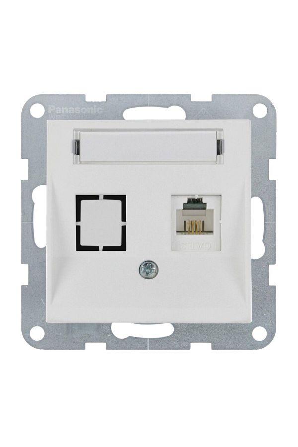 PANASONIC-Mechanism CAT6 Socket with Label Karre Plus 55 Soft Touch Seashell 1