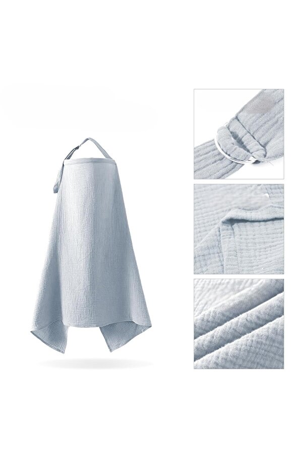 TEGA 100% Pamuklu Organik 2 Katlı Balenli Müslin Emzirme Önlüğü – 65x100 cm, Nefes Alabilir