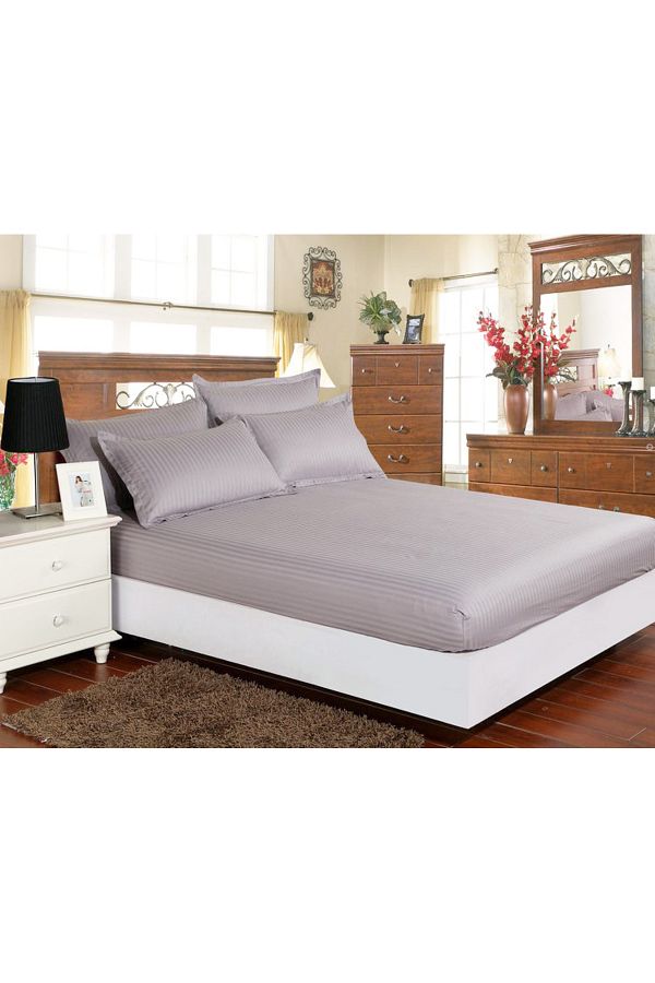 Pucioasa-Damask bed cover set + 2 pillowcases, mattress 140x200cm, light gray 1