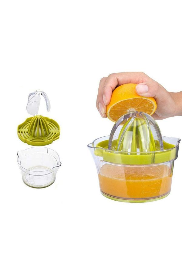divendi-ro-Manual citrus juicer, plastic, transparent container with 400ml capacity and pit sieve, green 1