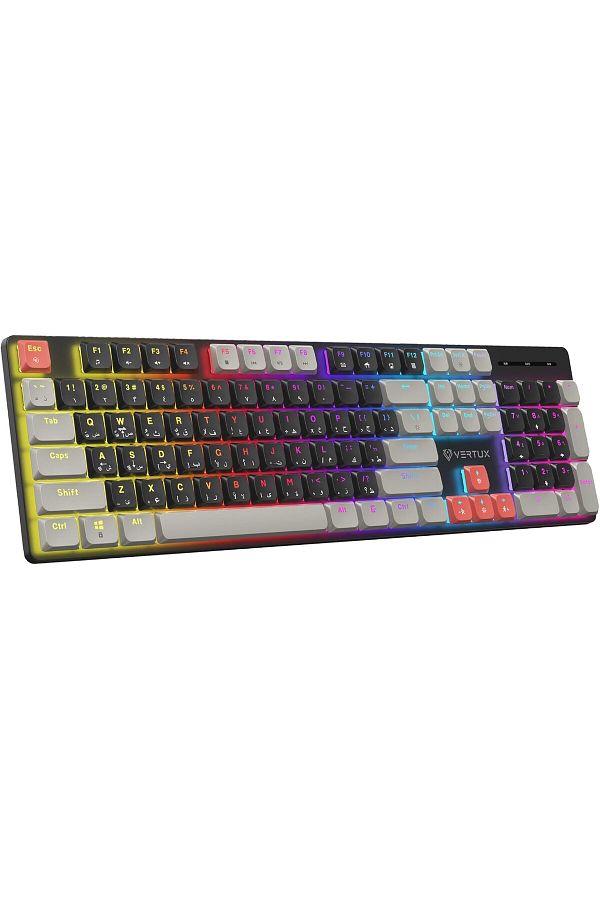 VERTUX-Full-Size Mechanical Keyboard for Gamers With 17 LED Rainbow Modes, Low-Profile Dust-Proof Ke 1