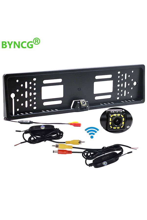 Choice-wireless 12LED Parking Backup Reverse Car Wireless Rear View Camera with EU License Plate Frame CCD 1