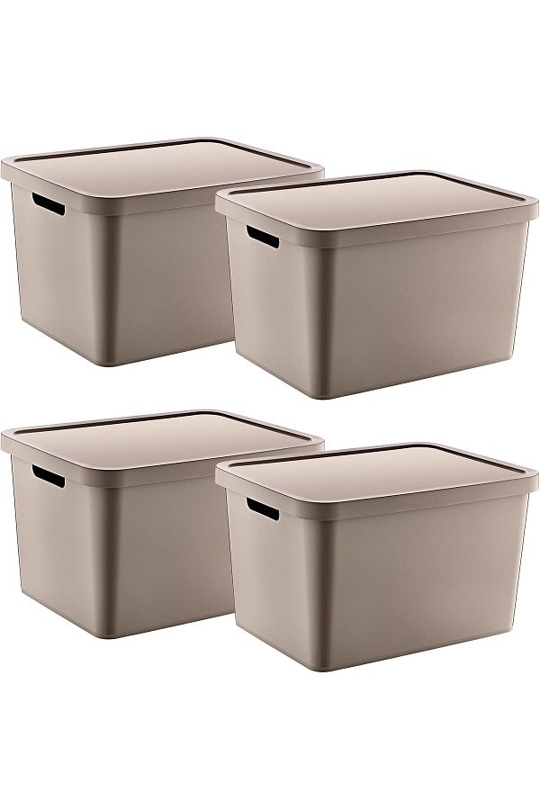 Mena Rise-Şirinshop Set of 4 Stafi Multi-Purpose Box with Lid Terra 18 Lt - Beige, Multi-Purpose Box with Lid 1