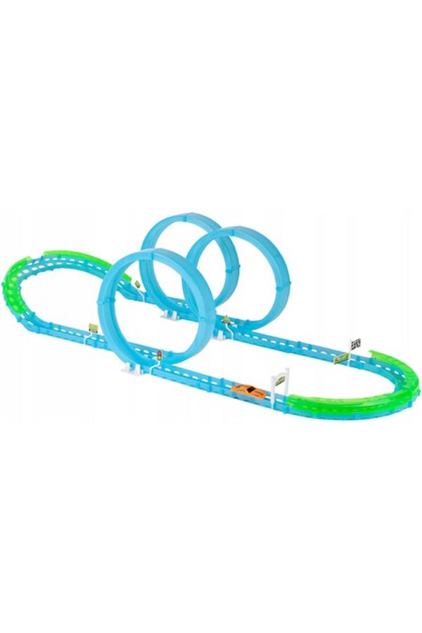 DDE Hungary-Interactive Fluorescent Track Playset with Three Loops, One Car, and Specific Elements, 105 x 26 x 6 1
