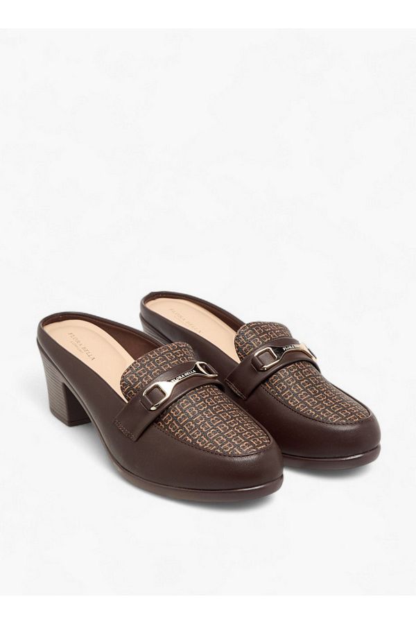 Flora Bella by Shoexpress-Textured Slip-On Mules with Metal Accent and Block Heels 1