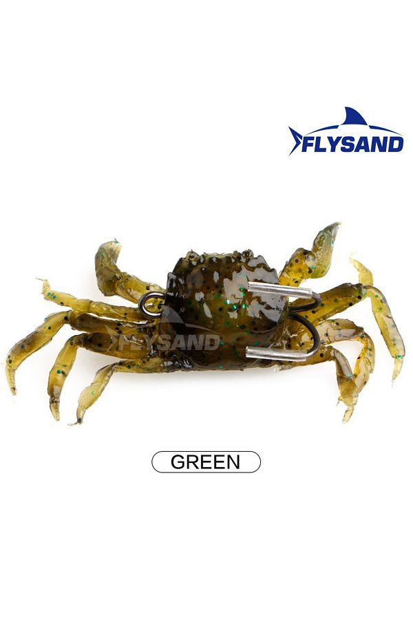 Choice-Crab - Green FLYSAND Silicone Soft Bait Bionic Crab Artificial Lifelike Sharp Hook Fishing Lure Fres 1