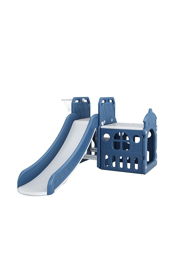 Nichiduta Garden-Nichiduta Garden Happy Train 3-in-1 Playground Blue with Train, Slide with Non-Slip Steps 1