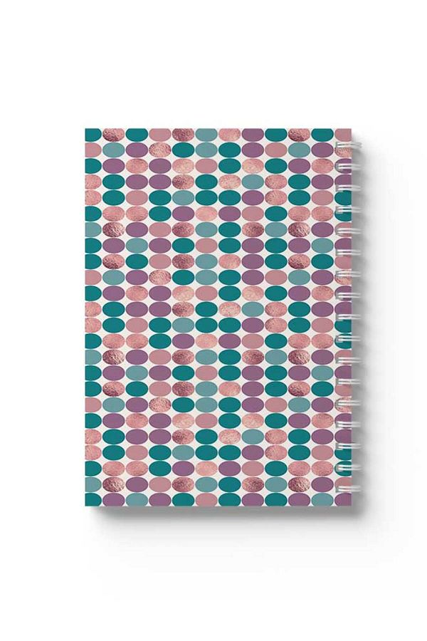 LOWHA-Spiral Notebook with Front and Back Hard Covers Featuring Colourful Circles Design 1
