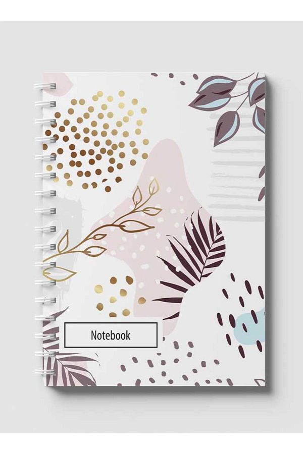 LOWHA-Spiral Notebook with Front and Back Hard Covers Featuring Abstract Floral Design 1