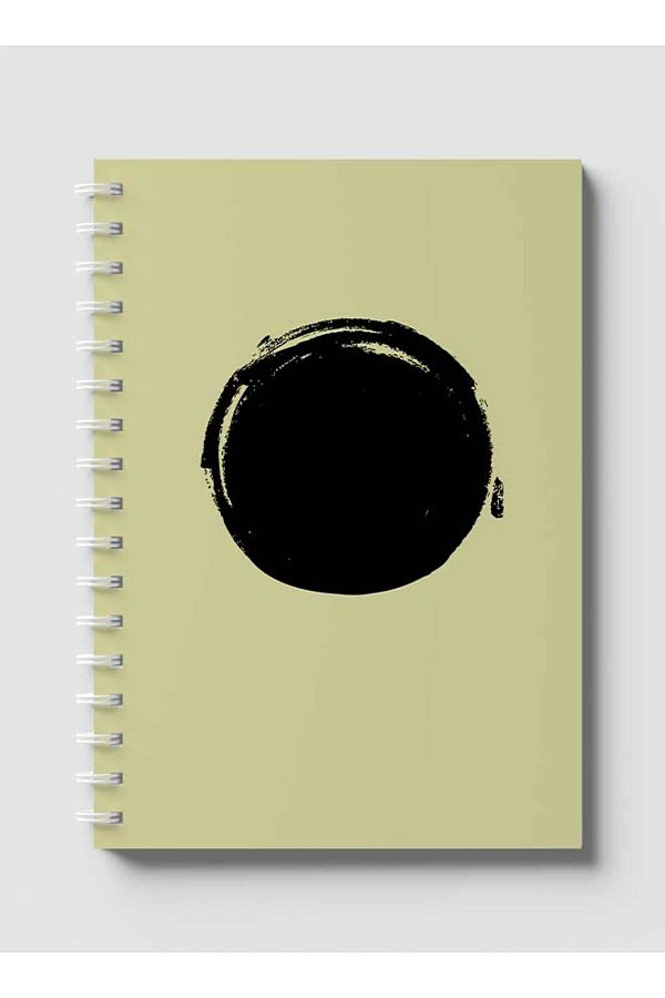 LOWHA-Spiral Notebook with Front and Back Hard Covers Featuring Abstract Black Circle Shade Design 1