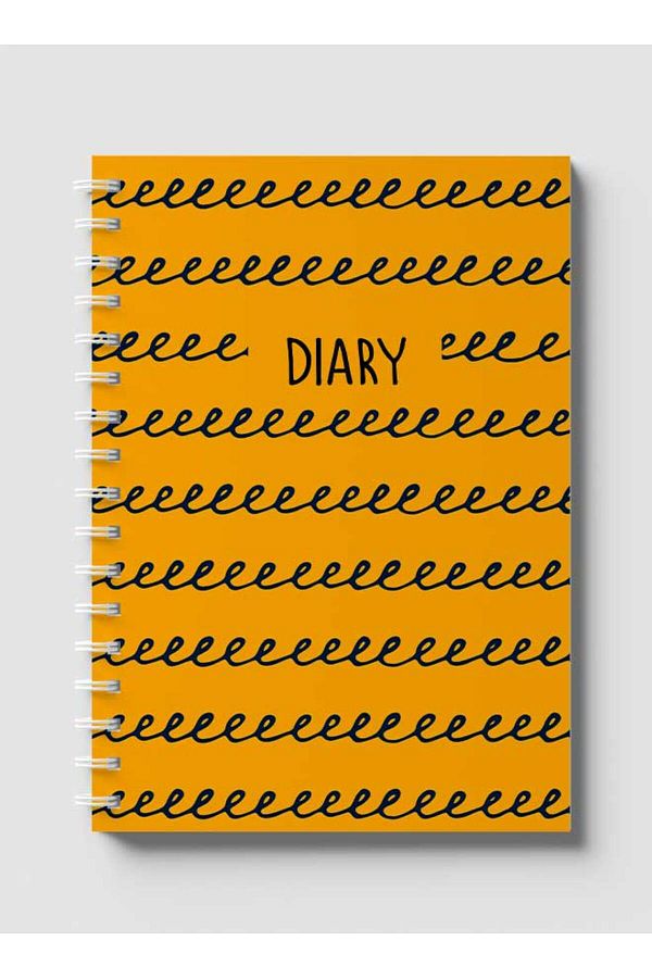 LOWHA-Spiral Notebook with Front and Back Hard Covers Featuring Cursive Writing Diary Design 1