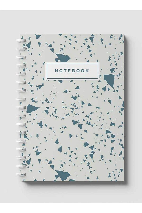 LOWHA-Spiral Notebook with Front and Back Hard Covers Featuring Terrazzo Abstract Design 1