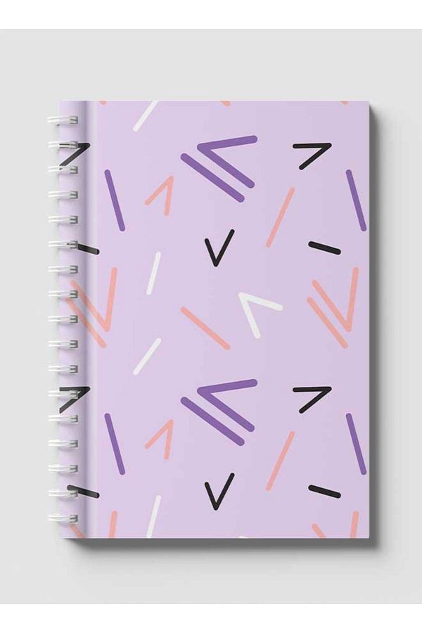 LOWHA-Spiral Notebook with Front and Back Hard Covers Featuring Memphis Abstract Shapes Design 1